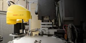 stamping machine in a manufacturing facility